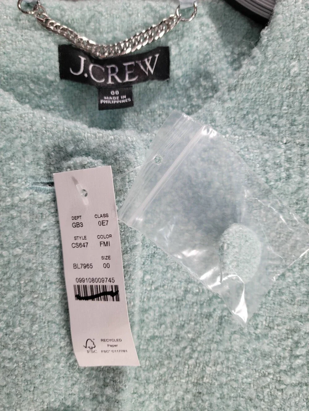 J Crew Lady jacket in bouclé tweed CS647 Size 00 NEW